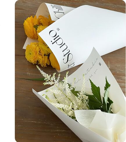 XGOPTS 20 Sheets Flower Wrapping Paper Waterproof Korean Style Letter Printed Floral Bouquet Gift Packaging Paper for Birthday Mother’s Day Easter Valentine's Day Wedding Christmas Holiday Decoration in Saudi Arabia