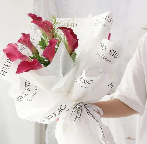 XGOPTS 20 Sheets Flower Wrapping Paper Waterproof Korean Style Letter Printed Floral Bouquet Gift Packaging Paper for Birthday Mother’s Day Easter Valentine's Day Wedding Christmas Holiday Decoration in Saudi Arabia