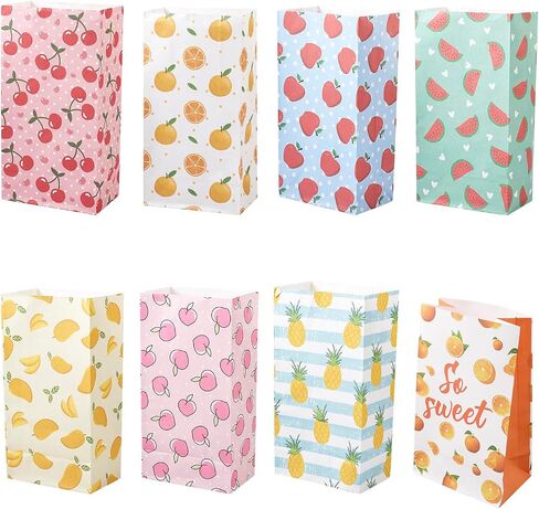 Craftdady 24pcs Rectangle Paper Gift Bags Fruit Polka Dot Pattern Shopping Bags Party Favor Present Wrapping Bags for DIY Birthday Wedding Celebrations Decorations in Saudi Arabia
