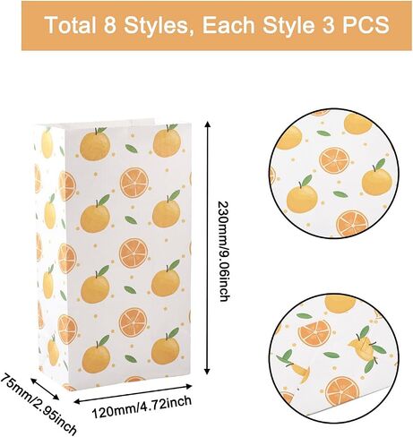 Craftdady 24pcs Rectangle Paper Gift Bags Fruit Polka Dot Pattern Shopping Bags Party Favor Present Wrapping Bags for DIY Birthday Wedding Celebrations Decorations in Saudi Arabia
