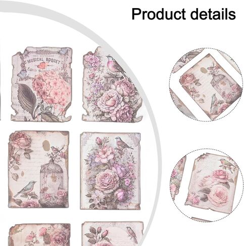 30 Pcs Vintage DIY Scrapbook Paper Supplies Aesthetic Paper Supplies Decorative Paper Material For DIY Scrapbooks Journal Photo Album Crafts(6 Pink Rose) in Saudi Arabia