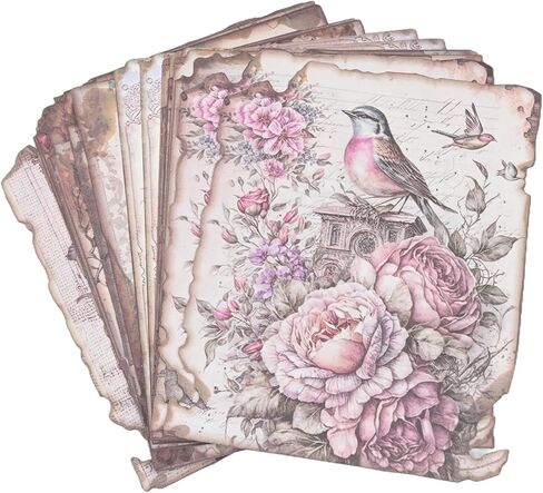 30 Pcs Vintage DIY Scrapbook Paper Supplies Aesthetic Paper Supplies Decorative Paper Material For DIY Scrapbooks Journal Photo Album Crafts(6 Pink Rose) in Saudi Arabia