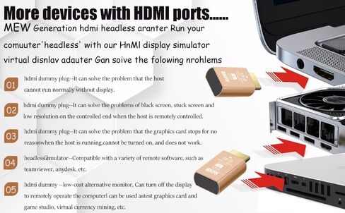 dp hdmi Dummy Plug - Display to hdmi Adapter, Luna Display Virtual Window for Home-edid Emulator-Dummy, displayport Headless dummie dongle(DP-2P) in Saudi Arabia