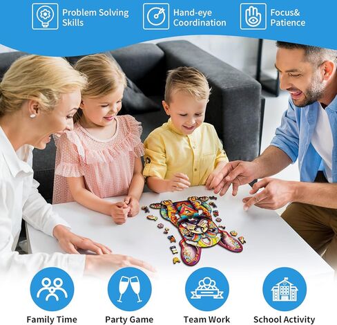 Wooden Puzzles for Adults, French Bulldog (M-180pcs) Wooden Jigsaw Puzzles Kids, Unique Shaped Animal Wood Puzzles Adults Family Game Birthday Gifts 11.8 * 9in in Saudi Arabia