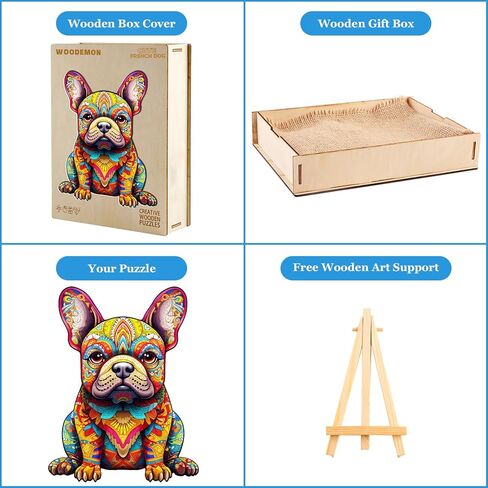 Wooden Puzzles for Adults, French Bulldog (M-180pcs) Wooden Jigsaw Puzzles Kids, Unique Shaped Animal Wood Puzzles Adults Family Game Birthday Gifts 11.8 * 9in in Saudi Arabia