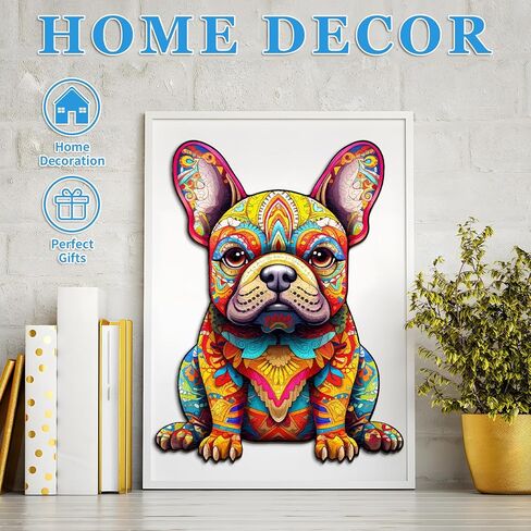 Wooden Puzzles for Adults, French Bulldog (M-180pcs) Wooden Jigsaw Puzzles Kids, Unique Shaped Animal Wood Puzzles Adults Family Game Birthday Gifts 11.8 * 9in in Saudi Arabia