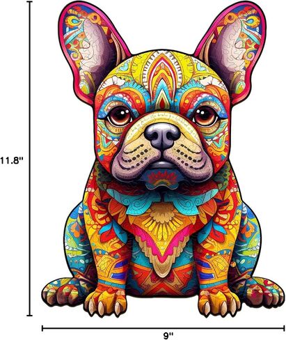 Wooden Puzzles for Adults, French Bulldog (M-180pcs) Wooden Jigsaw Puzzles Kids, Unique Shaped Animal Wood Puzzles Adults Family Game Birthday Gifts 11.8 * 9in in Saudi Arabia