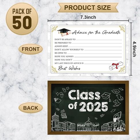50 PCS Graduation Advice Cards, Graduation Party Supplies 2025 Advice Cards for High School or College Graduation (Blackboard 50) in Saudi Arabia