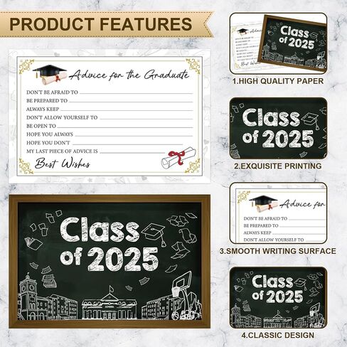 50 PCS Graduation Advice Cards, Graduation Party Supplies 2025 Advice Cards for High School or College Graduation (Blackboard 50) in Saudi Arabia