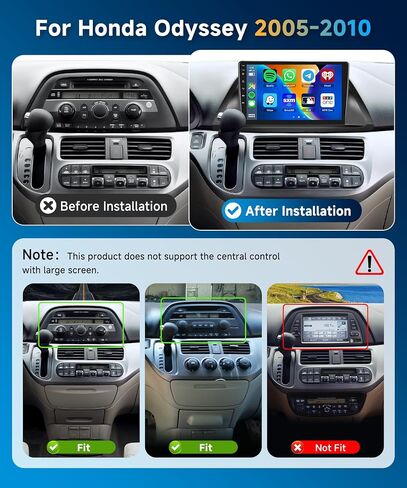 8Core 4+64G ستيريو سيارة لهوندا أوديسي 2005-2010 Carplay Android Auto، 10 بوصة 1280 * 720P IPS شاشة تعمل باللمس، Android13/GPS/WiFi/32EQ DSP/59UI/Bluetooth5.0/SWC/كاميرا احتياطية وميكروفون in Kuwait