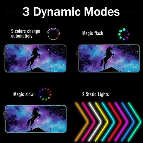 RGB Gaming Mouse Pad مع السفينة القهوة ، تصميم حصان Nebula Blue Galaxy XXL كبير المتوهج Mousepad ، قاعدة مطاطية مضادة للانزلاق ، حصيرة مكتب لوحة المفاتيح 31.5 × 11.8 بوصة in Saudi Arabia