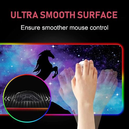 RGB Gaming Mouse Pad مع السفينة القهوة ، تصميم حصان Nebula Blue Galaxy XXL كبير المتوهج Mousepad ، قاعدة مطاطية مضادة للانزلاق ، حصيرة مكتب لوحة المفاتيح 31.5 × 11.8 بوصة in Saudi Arabia