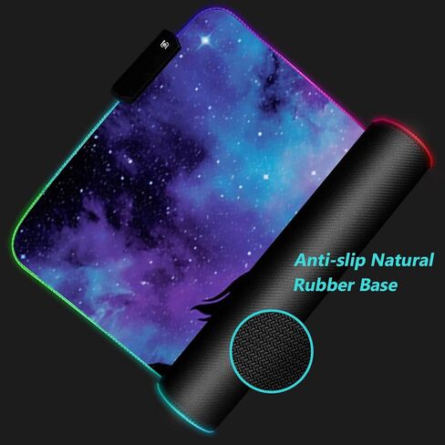 RGB Gaming Mouse Pad مع السفينة القهوة ، تصميم حصان Nebula Blue Galaxy XXL كبير المتوهج Mousepad ، قاعدة مطاطية مضادة للانزلاق ، حصيرة مكتب لوحة المفاتيح 31.5 × 11.8 بوصة in Saudi Arabia