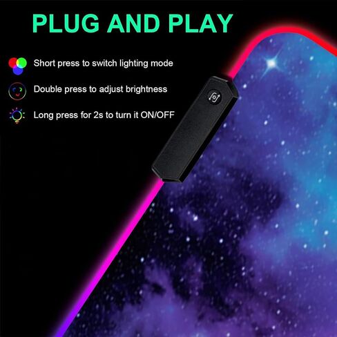RGB Gaming Mouse Pad مع السفينة القهوة ، تصميم حصان Nebula Blue Galaxy XXL كبير المتوهج Mousepad ، قاعدة مطاطية مضادة للانزلاق ، حصيرة مكتب لوحة المفاتيح 31.5 × 11.8 بوصة in Saudi Arabia