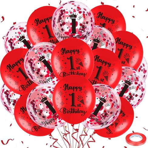 Red 17th Birthday Balloons for Boys Girls, 18Pcs Red Happy 17th Birthday Decorations Balloons 12 Inch 17th Birthday Latex Balloons Confetti Balloons for 17th Birthday Anniversary Party Supplies Decor in Kuwait