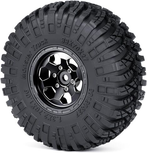 4pcs 1.3 "إطارات عجلة Beadlock مجموعة الألومنيوم 1.3 بوصة محور عجلة Beadlock Rim ＆ 70mm/2.76inch إطارات الزاحف من المطاط لـ 1/18 1/24 in Kuwait