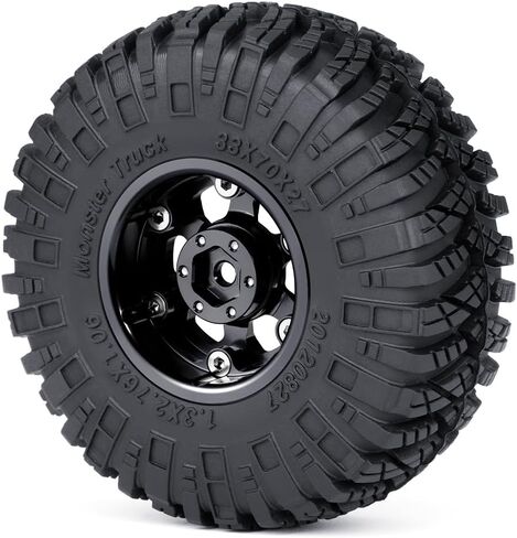 4pcs 1.3 "إطارات عجلة Beadlock مجموعة الألومنيوم 1.3 بوصة محور عجلة Beadlock Rim ＆ 70mm/2.76inch إطارات الزاحف من المطاط لـ 1/18 1/24 in Kuwait