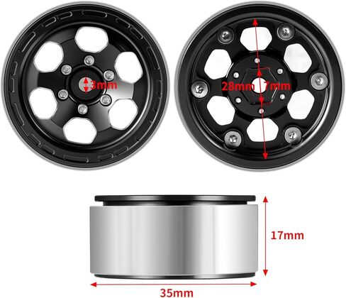 4pcs 1.3 "إطارات عجلة Beadlock مجموعة الألومنيوم 1.3 بوصة محور عجلة Beadlock Rim ＆ 70mm/2.76inch إطارات الزاحف من المطاط لـ 1/18 1/24 in Kuwait