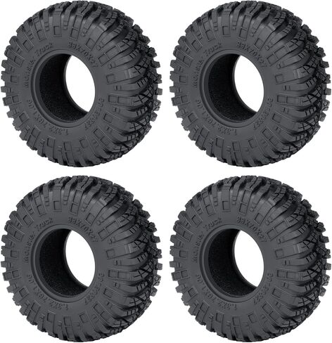 4PCS 1.3" Beadlock Wheel Tires Set Aluminum 1.3inch Beadlock Wheel Hub Wheel Rim ＆ 70mm/2.76inch Rubber Crawler Tires for 1/18 1/24 RC Crawler Car SCX24 TRX4M Upgrade Parts (Black) in Saudi Arabia