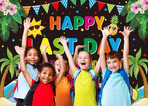 Happy Last Day of School Hello Summer Backdrop Goodbye School Hello Pool Party Background End of School Year Banner Class of 2025 Grad Summer Tropical Beach Pool Party Decorations (70x40 inch (6x4FT)) in Kuwait