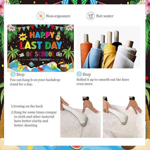 Happy Last Day of School Hello Summer Backdrop Goodbye School Hello Pool Party Background End of School Year Banner Class of 2025 Grad Summer Tropical Beach Pool Party Decorations (70x40 inch (6x4FT)) in Kuwait