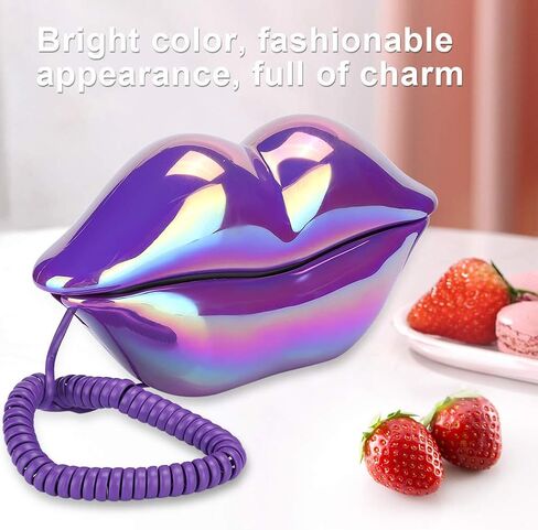 wx-3016 Creative Lip Telephone,Unique Vintage Decoration Wired Landline with Number Storage Function,Flocking Retro Sexy Landline,for Home/Hotel/Office Decor,for Gifts in Saudi Arabia