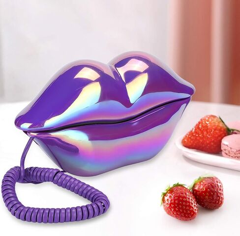 wx-3016 Creative Lip Telephone,Unique Vintage Decoration Wired Landline with Number Storage Function,Flocking Retro Sexy Landline,for Home/Hotel/Office Decor,for Gifts in Saudi Arabia