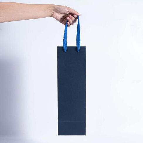 Sdootjewelry Wine Bags for Bottles, 20 Pack Gift Bag Bulk, 4.33" 4.33" 13.78" With Handles, Paper Bags, Navy Blue in Kuwait