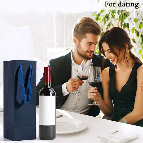 Sdootjewelry Wine Bags for Bottles, 20 Pack Gift Bag Bulk, 4.33" 4.33" 13.78" With Handles, Paper Bags, Navy Blue in Kuwait