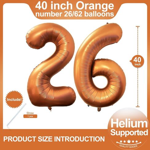 Number 10 Orange Balloons 40 Inch Giant Foil Helium for 10th Birthday Party Supplies Anniversary Events Decorations in Kuwait