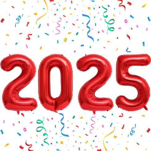 2025 Balloons, 16 Inch 2025 Graduation Balloons, 2025 Red Number Balloons for Graduation Decorations, 2025 Graduation Foil Balloons for Graduation Decorations Class of 2025, Graduation Party Supplies in Saudi Arabia