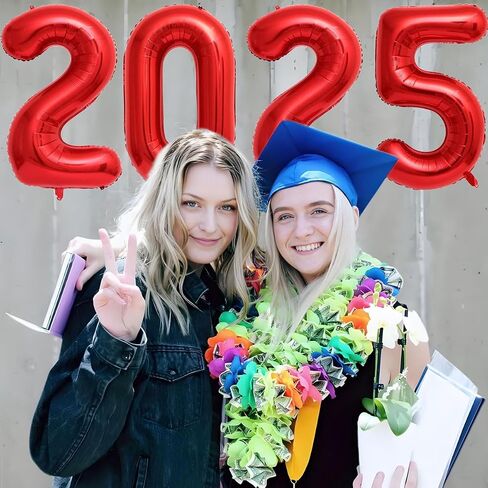 2025 Balloons, 16 Inch 2025 Graduation Balloons, 2025 Red Number Balloons for Graduation Decorations, 2025 Graduation Foil Balloons for Graduation Decorations Class of 2025, Graduation Party Supplies in Saudi Arabia