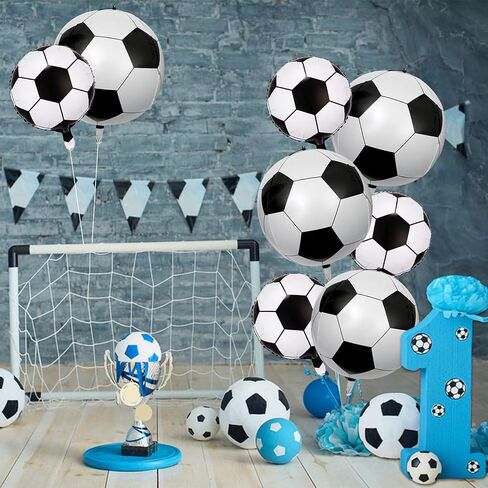 8 PCS Soccer Balloons 22 Inch Soccer Ball Ballonons لزخارف حفلات كرة القدم 4D Soccer Foil Mylar بالون كرة القدم الرياضية in Kuwait