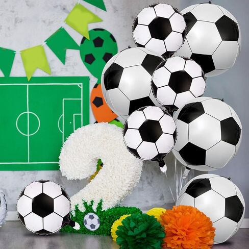 8 PCS Soccer Balloons 22 Inch Soccer Ball Ballonons لزخارف حفلات كرة القدم 4D Soccer Foil Mylar بالون كرة القدم الرياضية in Kuwait
