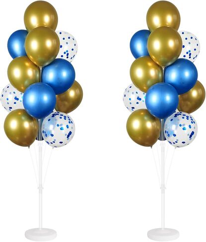 Balloon Column Kit Set of 2 With Balloons Included - Balloon Tower with Stand, Base, and Pole,Backdrop Decoration for Wedding, Baby Shower, Birthday Party, or Bachelorette Parties (Metallic Blue Gold) in Saudi Arabia