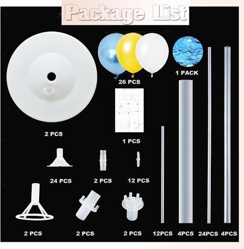 Balloon Column Kit Set of 2 With Balloons Included - Balloon Tower with Stand, Base, and Pole,Backdrop Decoration for Wedding, Baby Shower, Birthday Party, or Bachelorette Parties (Metallic Blue Gold) in Saudi Arabia