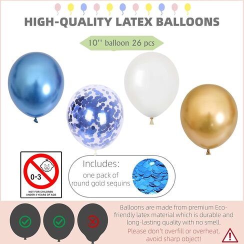 Balloon Column Kit Set of 2 With Balloons Included - Balloon Tower with Stand, Base, and Pole,Backdrop Decoration for Wedding, Baby Shower, Birthday Party, or Bachelorette Parties (Metallic Blue Gold) in Saudi Arabia