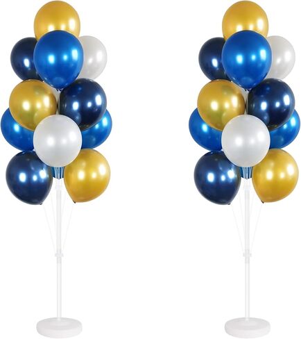 Balloon Column Kit Set of 2 With Balloons Included - Balloon Tower with Stand, Base, and Pole,Backdrop Decoration for Wedding, Baby Shower, Birthday Party, or Bachelorette Parties (Metallic Blue Gold) in Saudi Arabia
