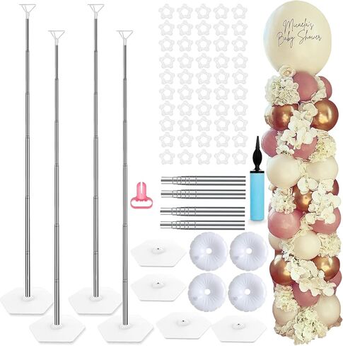 Balloon Columns Set of 2 Adjustable Metal 6.8 Feet Stands for Floor, Column Stand for Baby Shower Birthday Graduation Wedding Christmas Party in Kuwait