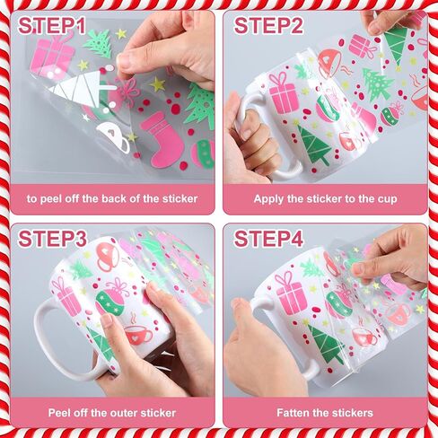 Lyrow 12 Sheets Christmas UV DTF Cup Transfer Transfer for Glass XMAS FRES ON TRANSFERS TRANSFEL in Kuwait