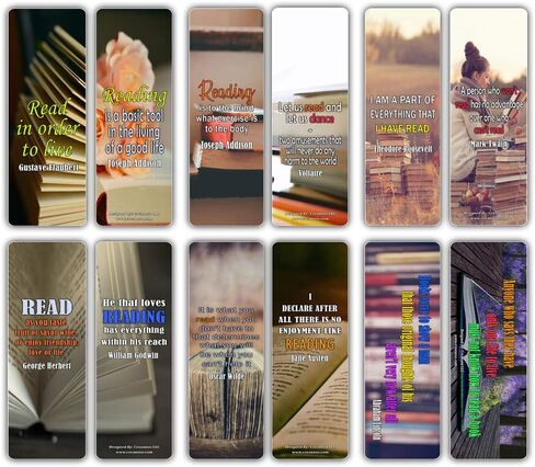 Creanoso Inspirational Literary Quotations Saying Reading Bookmarks (12-Pack) – Inspiring Motivational Bookmarker Set – Great Stocking Stuffers Gift for Men, Women, Adults, Teens, Book Lovers in Saudi Arabia