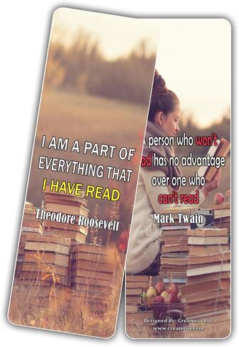 Creanoso Inspirational Literary Quotations Saying Reading Bookmarks (12-Pack) – Inspiring Motivational Bookmarker Set – Great Stocking Stuffers Gift for Men, Women, Adults, Teens, Book Lovers in Saudi Arabia