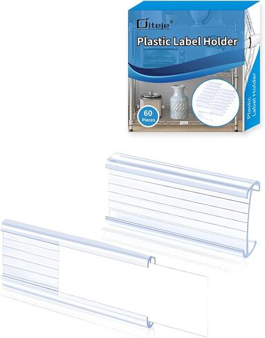 30Pcs Plastic Wire Shelf Label Holder,Wire Rack Holders with 30Pcs Label Paper Inserts Compatible with Metro and Nexel 1-1/4" Shelves,Label Area 3.15in Lx1.18in H in Kuwait