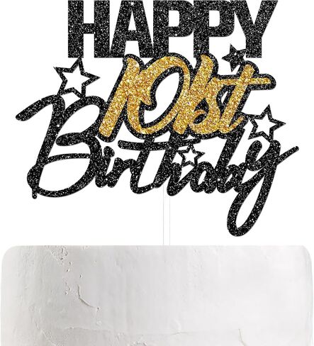Happy 103 عيد ميلاد كعكة أعلى ، لمعان الذهب الأسود ، النساء الرجال 103 سنة زخارف كعكة ، لوازم زخرفة حفلة عيد ميلاد سعيد in Kuwait
