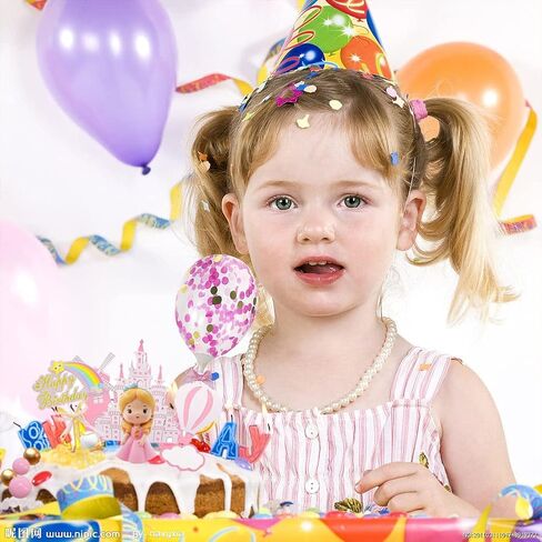 16 Pcs Princess Cake Topper With Foam Balls And Flower Cake Decoration for Girl Princess Happy Birthday Party Decorations Cake Decorations in Kuwait