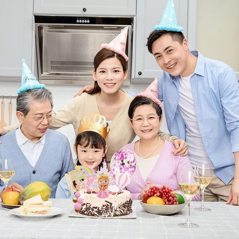 16 Pcs Princess Cake Topper With Foam Balls And Flower Cake Decoration for Girl Princess Happy Birthday Party Decorations Cake Decorations in Kuwait