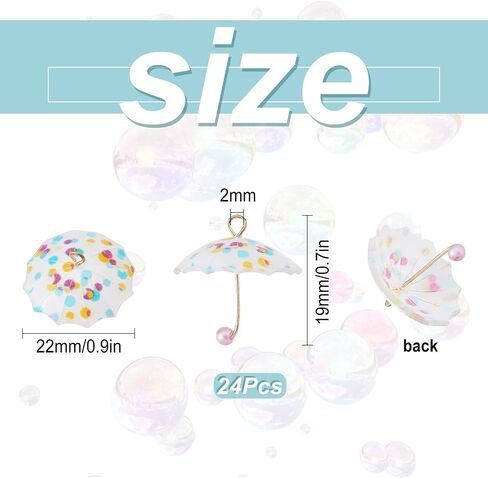 SUNNYCLUE 1 Box 24Pcs 3D Pearl Umbrella Shaped Plastic Pendants Mini Charms Acrylic Dangle Pendants with Brass Loops for DIY Earrings Necklace Bracelet Jewelry Making Accessories Finding Supplies in Saudi Arabia