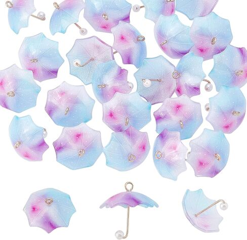 Sunnyclue 1 Box 24PCS 3D Pearl Placbrella Plass Pendants Mini Charms Acrylic Dangle Pendants مع حلقات نحاسية لأقراط DIY مجوهرات جعل الإكسسوارات إيجاد لوازم in Saudi Arabia