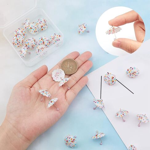SUNNYCLUE 1 Box 24Pcs 3D Pearl Umbrella Shaped Plastic Pendants Mini Charms Acrylic Dangle Pendants with Brass Loops for DIY Earrings Necklace Bracelet Jewelry Making Accessories Finding Supplies in Saudi Arabia