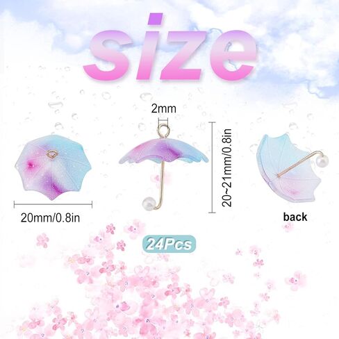 Sunnyclue 1 Box 24PCS 3D Pearl Placbrella Plass Pendants Mini Charms Acrylic Dangle Pendants مع حلقات نحاسية لأقراط DIY مجوهرات جعل الإكسسوارات إيجاد لوازم in Saudi Arabia